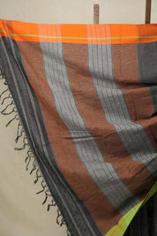 Black Small Checks Cotton Patteda Anchu Saree - SRBCPAS12