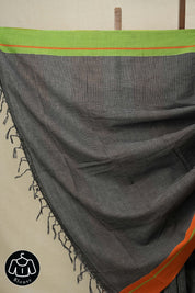 Black Small Checks Cotton Patteda Anchu Saree - SRBCPAS12