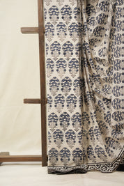 White Tinted Blue HBP Cotton Saree - SRWTBCS2843