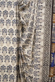 White Tinted Blue HBP Cotton Saree - SRWTBCS2843