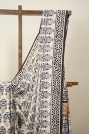 White Tinted Blue HBP Cotton Saree - SRWTBCS2843