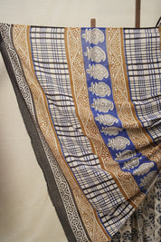 White Tinted Blue HBP Cotton Saree - SRWTBCS2843