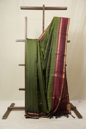 Green Raw Silk Saree - SRGRSS975