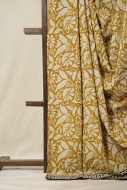 Off White Gold HBP Cotton Saree - SROWGCS2842