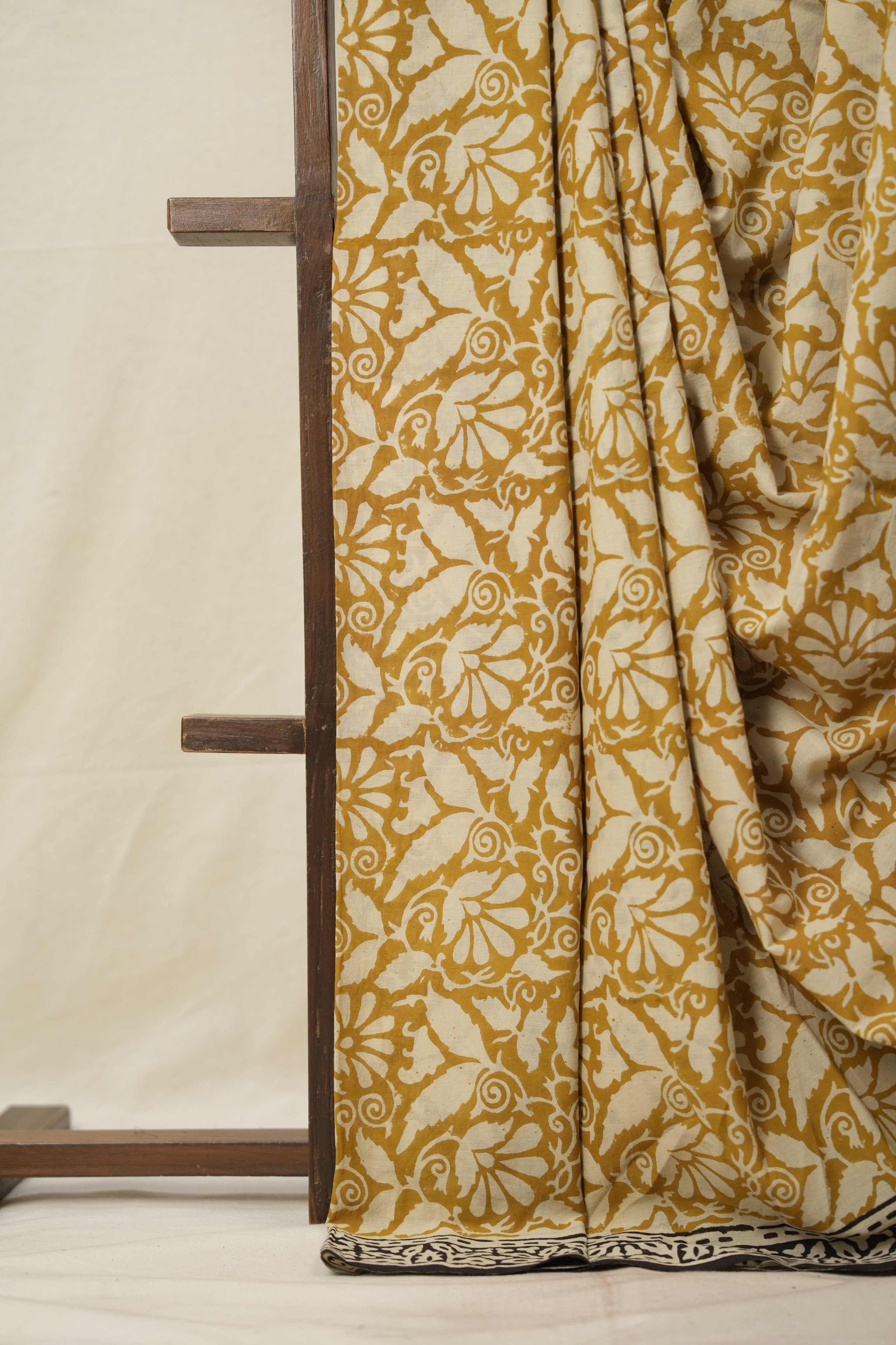 Off White Gold HBP Cotton Saree - SROWGCS2842