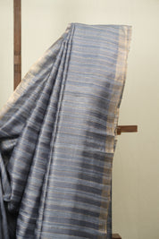 Slate Grey Tussar Silk Saree - SRGTSS1941