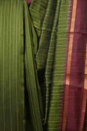 Green Raw Silk Saree - SRGRSS975
