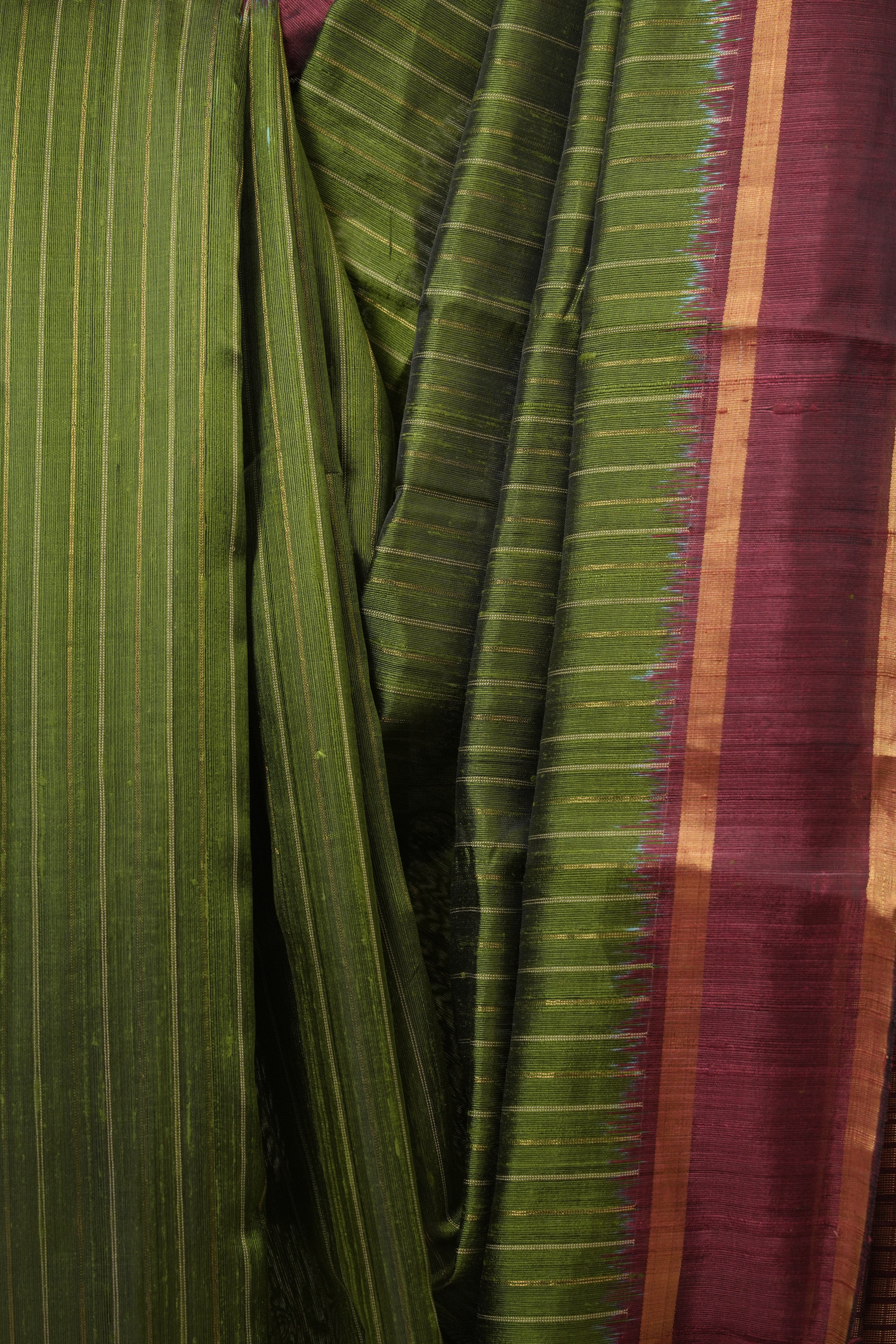 Green Raw Silk Saree - SRGRSS975