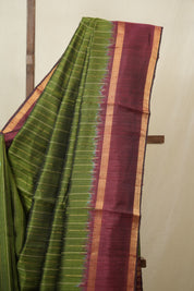 Green Raw Silk Saree - SRGRSS975
