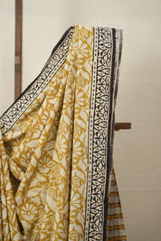 Off White Gold HBP Cotton Saree - SROWGCS2842