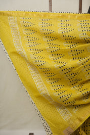 Black Cotton Silk Saree With Maheshwari Border - SRBCSS1494