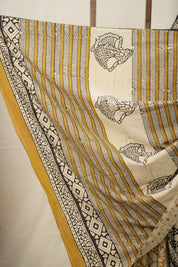 Off White Gold HBP Cotton Saree - SROWGCS2842
