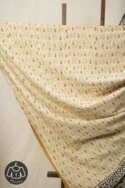 Off White Gold HBP Cotton Saree - SROWGCS2842