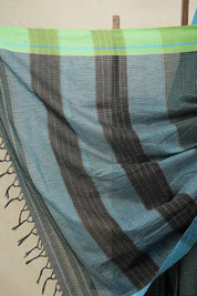 Green Big Checks Cotton Patteda Anchu Saree-SRGCPAS140