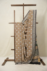 Golden Yellow HBP Cotton Saree - SRGYCS2840