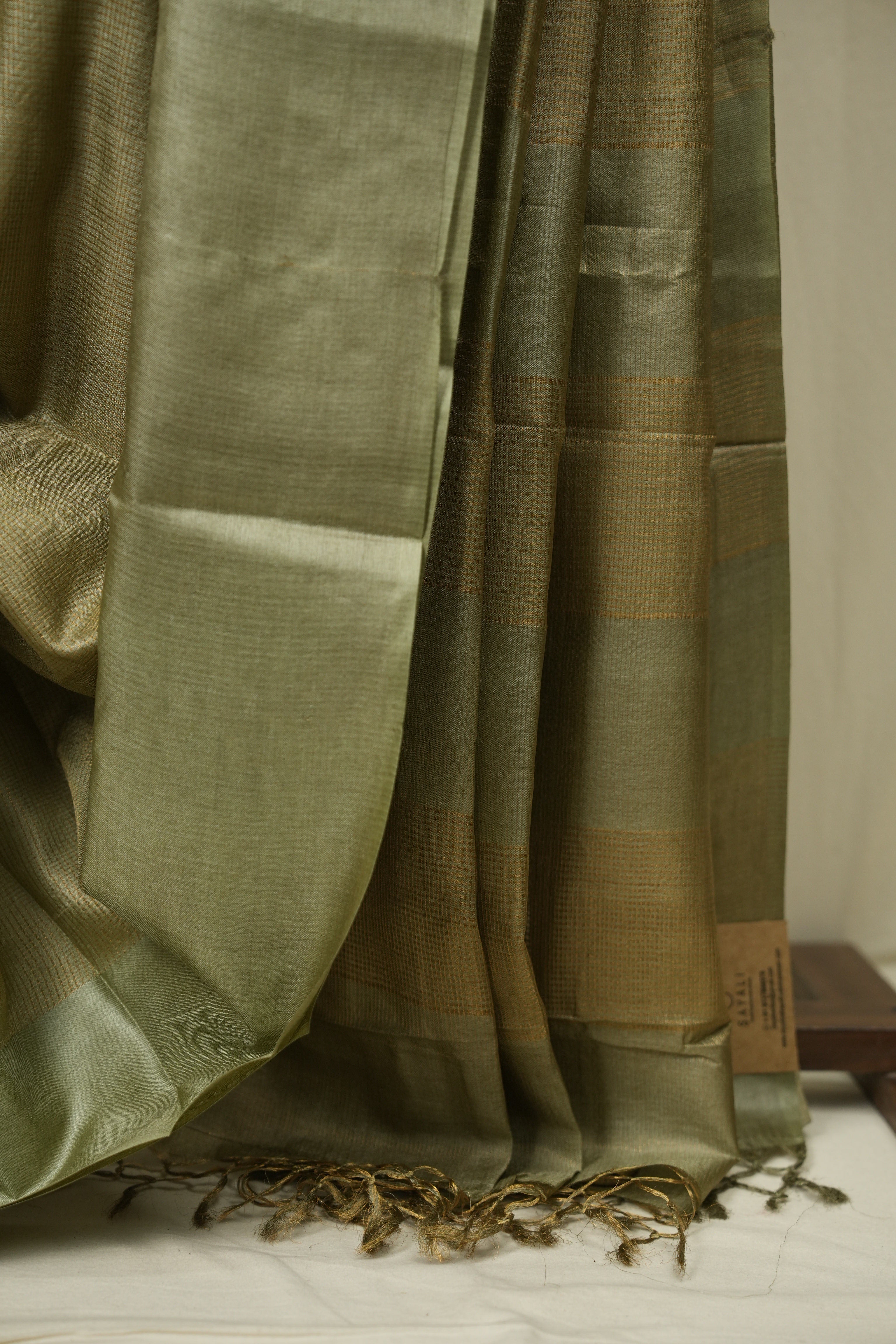 Sage Green Tussar Silk Saree - SRGTSS1930
