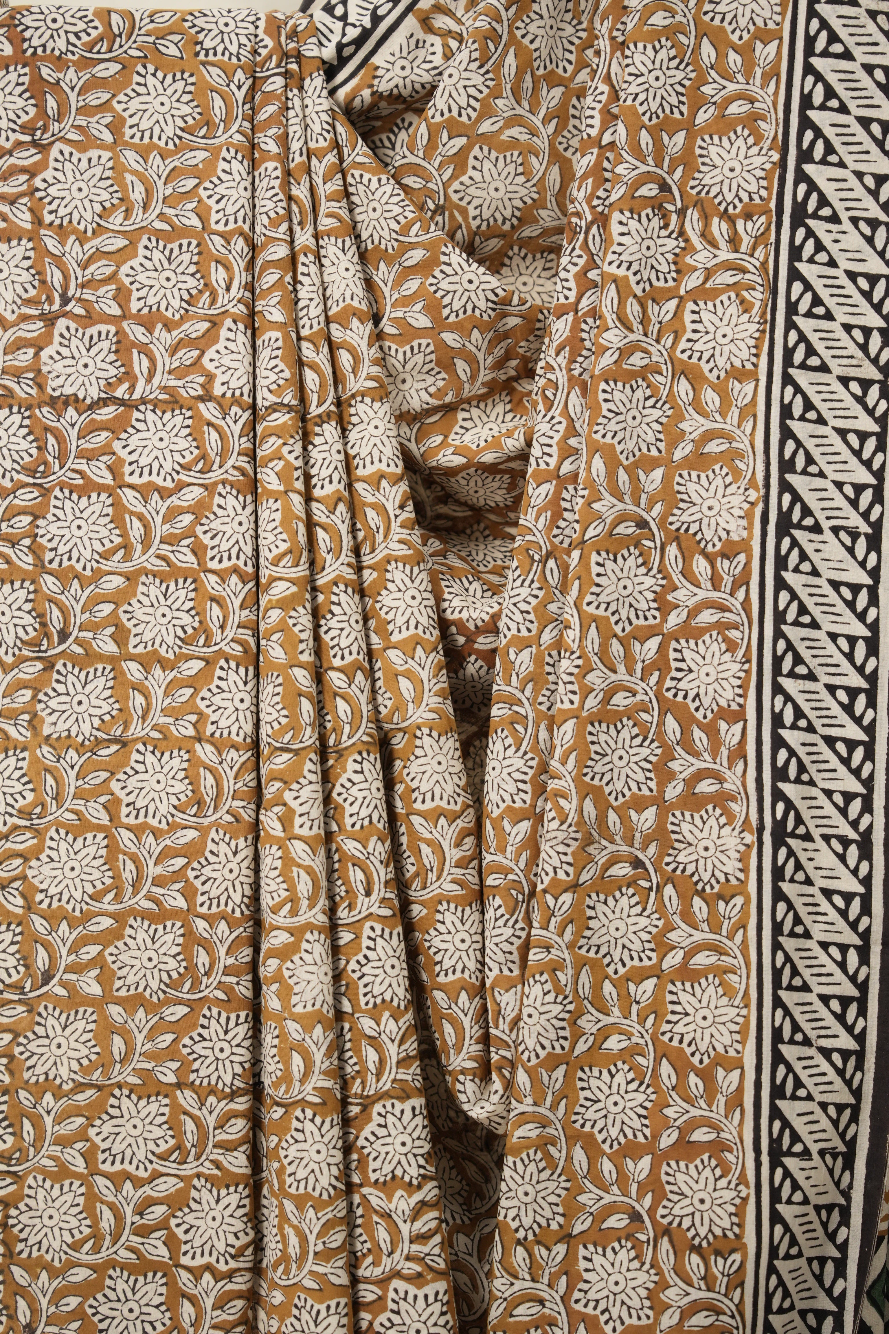 Golden Yellow HBP Cotton Saree - SRGYCS2840