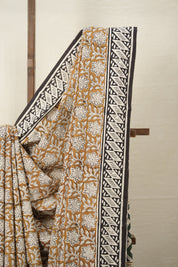 Golden Yellow HBP Cotton Saree - SRGYCS2840