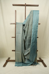 Teal Tussar Silk Saree - SRTTSS1929