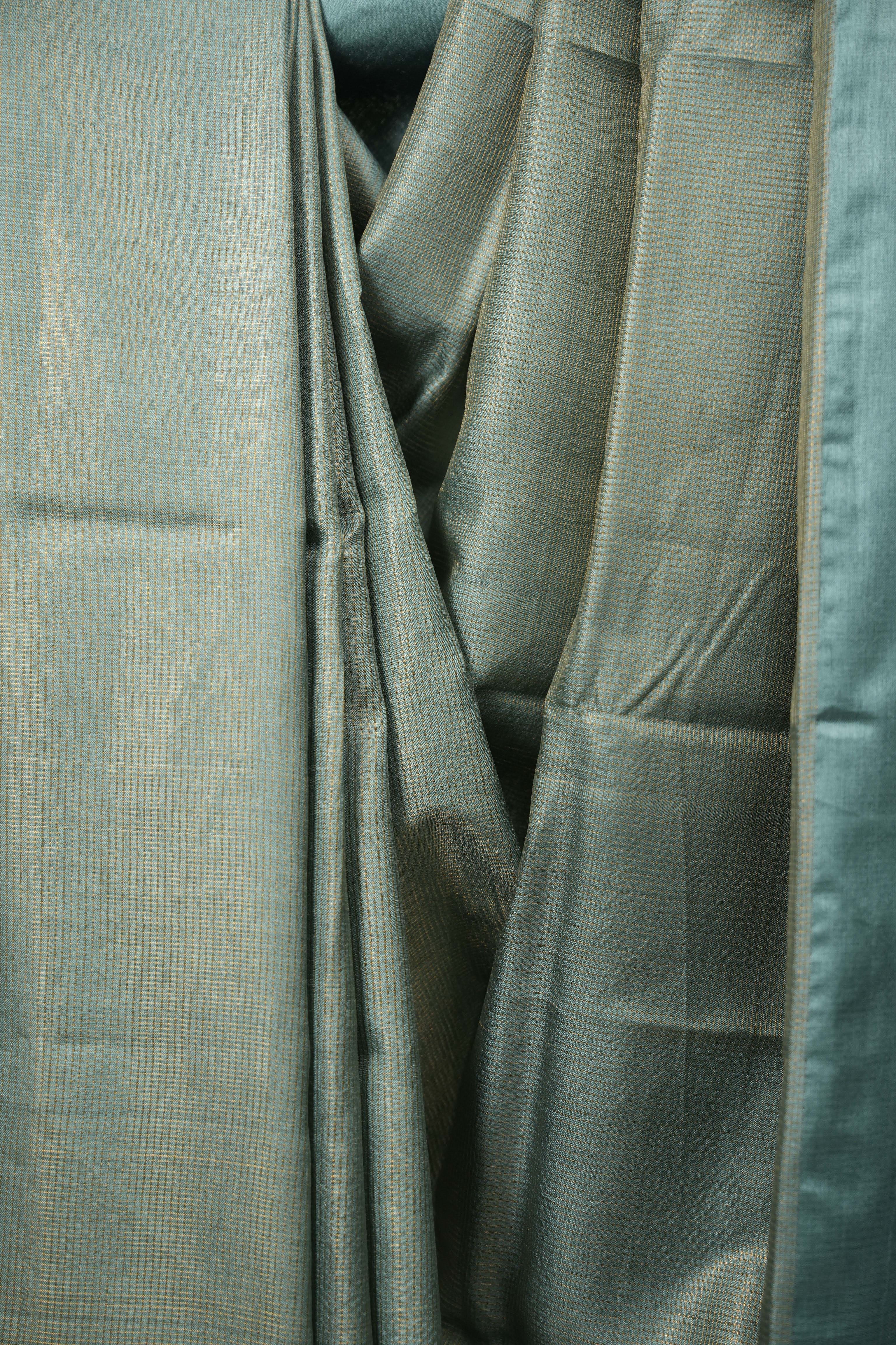 Teal Tussar Silk Saree - SRTTSS1929