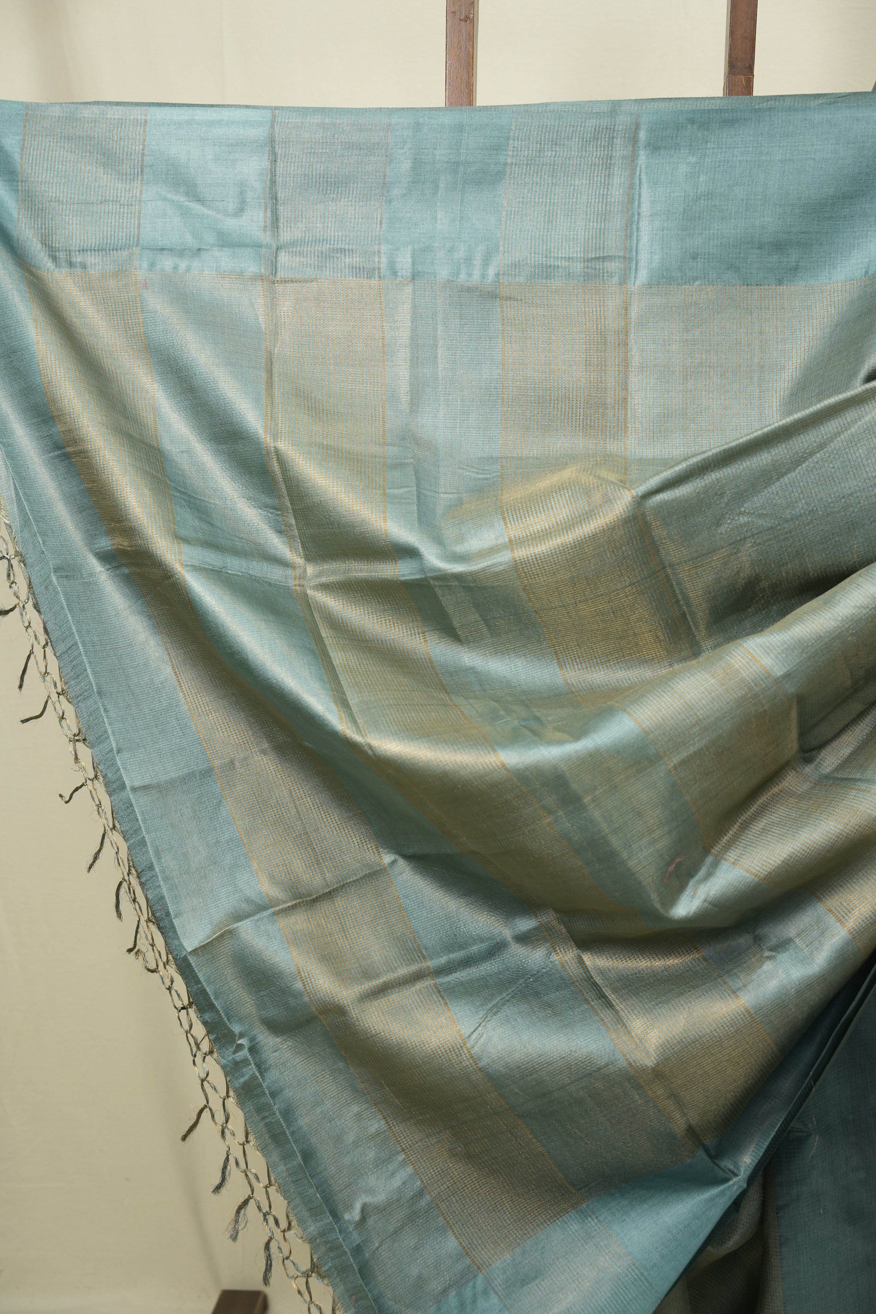 Teal Tussar Silk Saree - SRTTSS1929