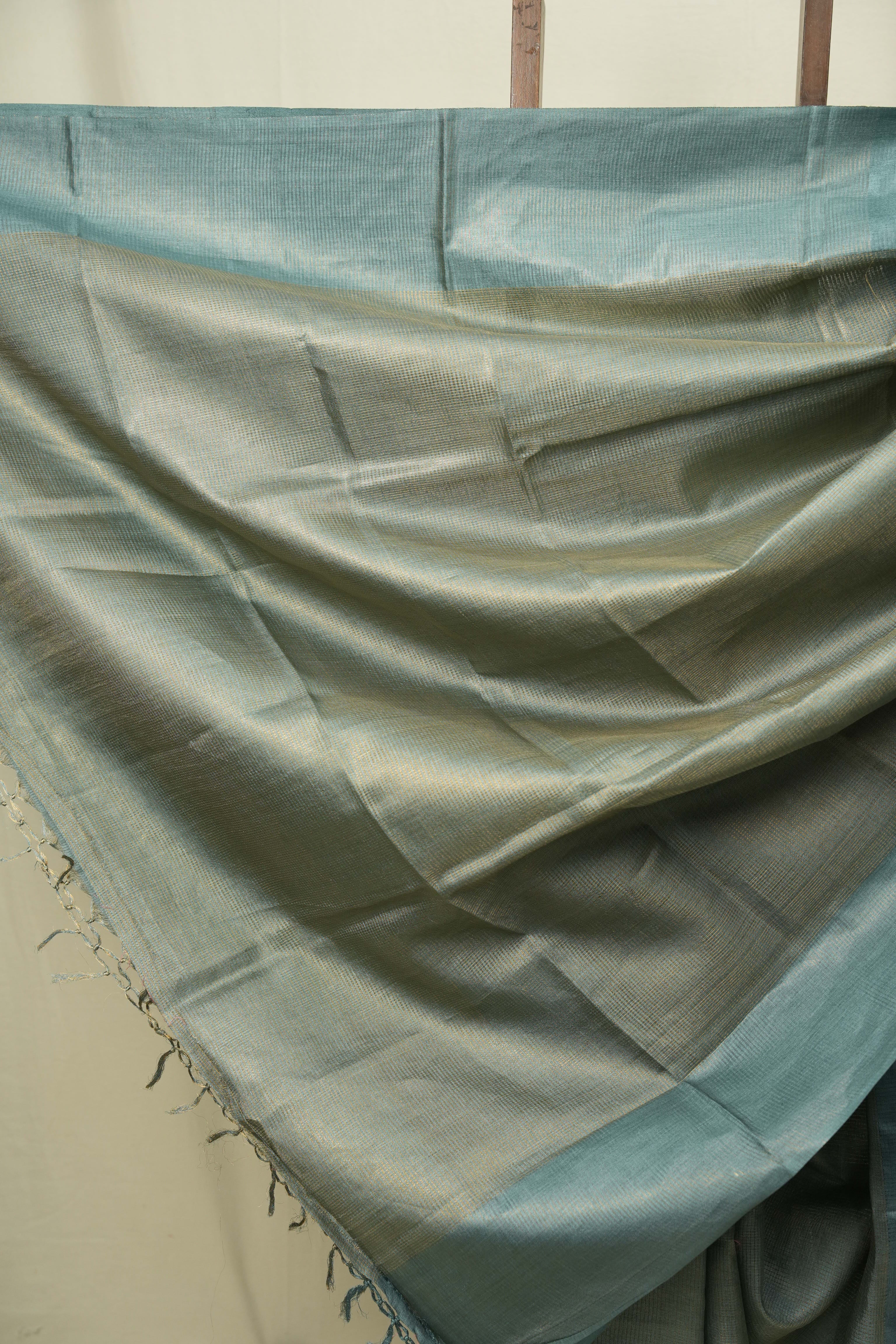 Teal Tussar Silk Saree - SRTTSS1929