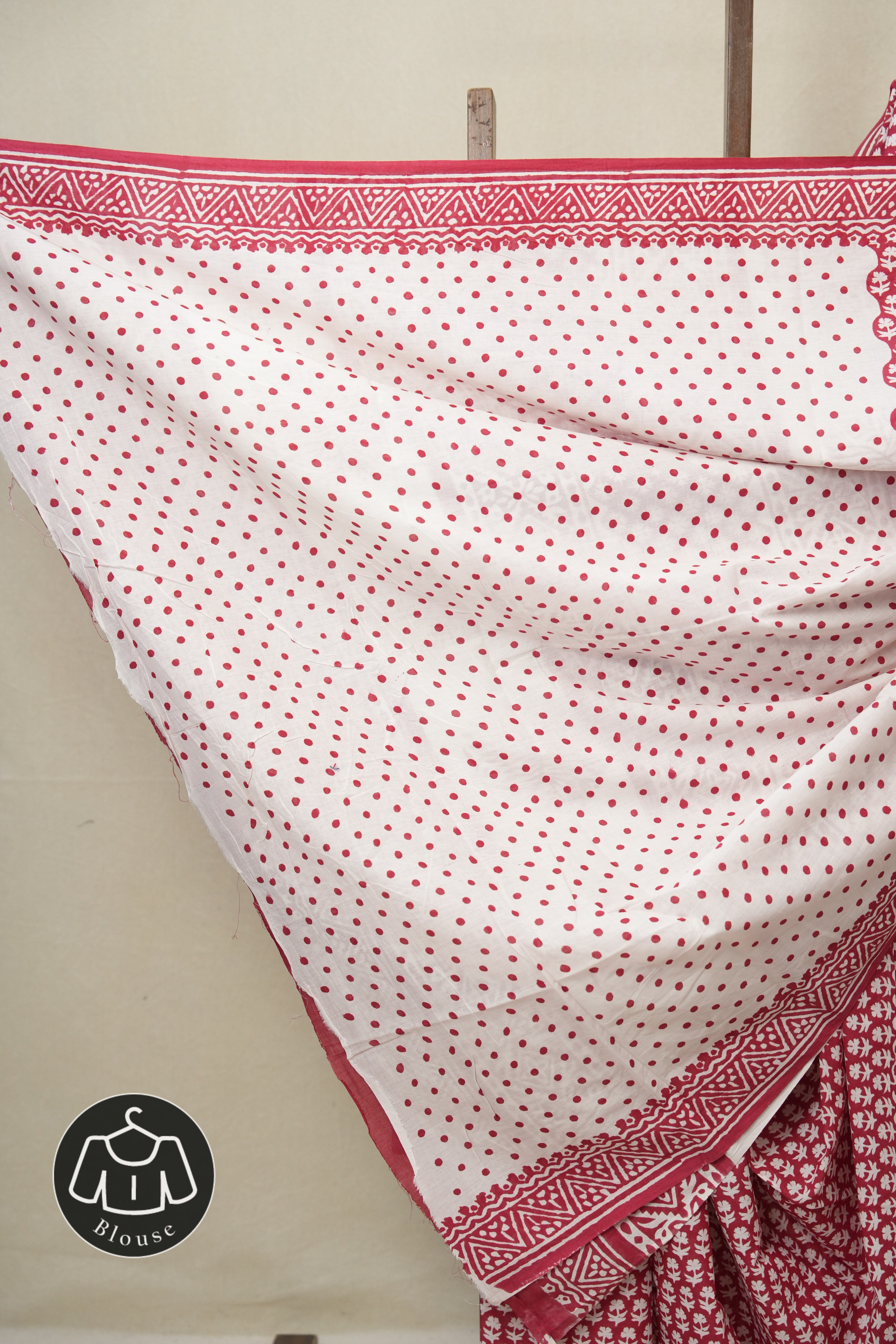 Red HBP Cotton Saree - SRRCS3358
