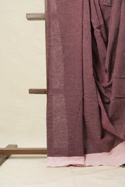 Maroon Small Checks Cotton Patteda Anchu Saree - SRMPAS170