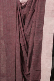 Maroon Small Checks Cotton Patteda Anchu Saree - SRMPAS170