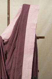 Maroon Small Checks Cotton Patteda Anchu Saree - SRMPAS170