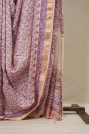 Peach Cotton Silk Saree With Maheshwari Border - SRPCSS1521