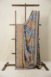 Sea Blue White HBP Cotton Saree - SRSBWS2837