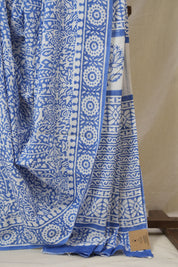 Indigo Blue HBP Cotton Saree - SRIBCS3362