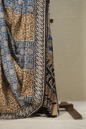 Sea Blue White HBP Cotton Saree - SRSBWS2837