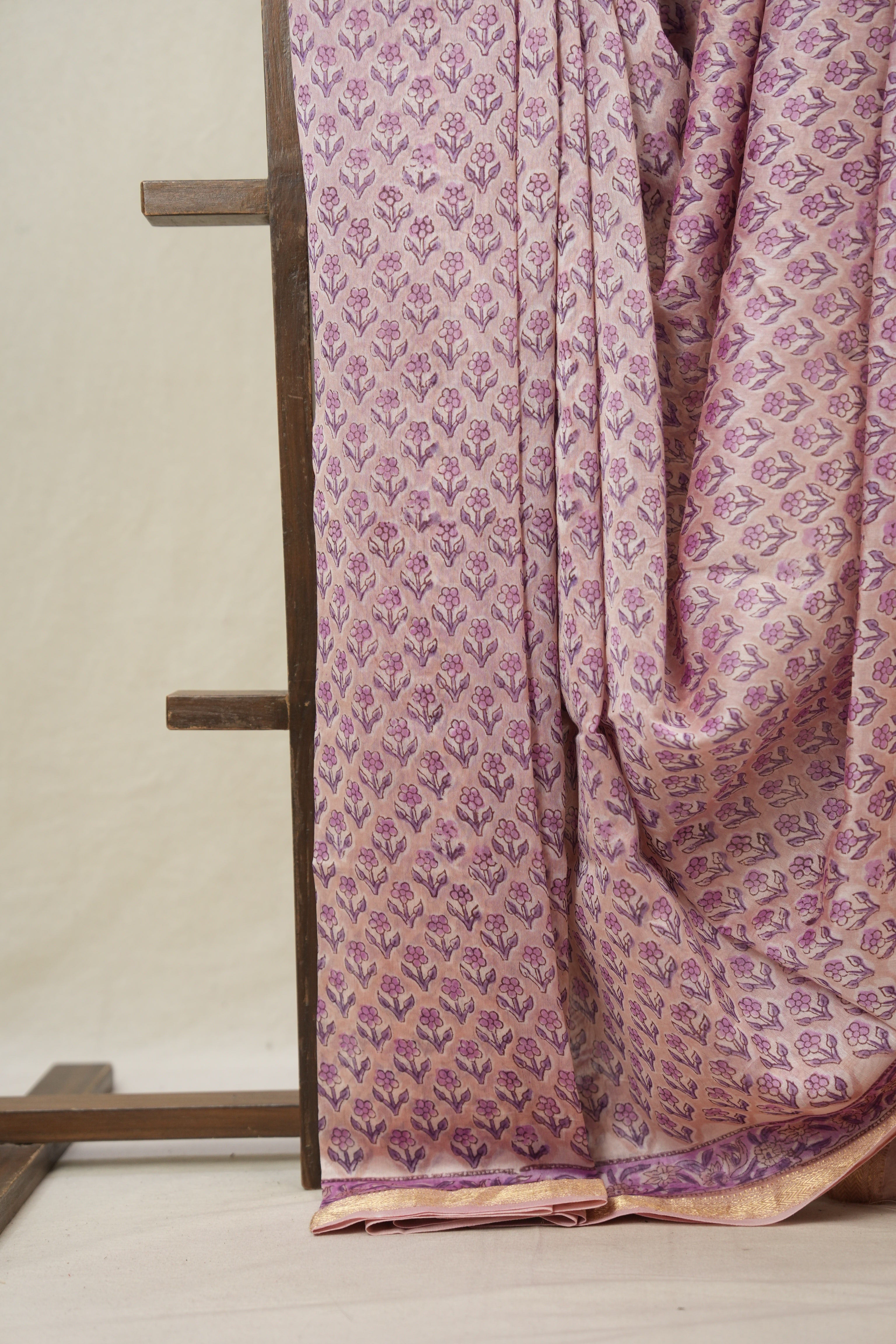 Peach Cotton Silk Saree With Maheshwari Border - SRPCSS1521