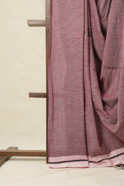 Dusty Pink Small Checks Cotton Patteda Anchu Saree-SRDPCPAS153