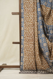 Sea Blue White HBP Cotton Saree - SRSBWS2837