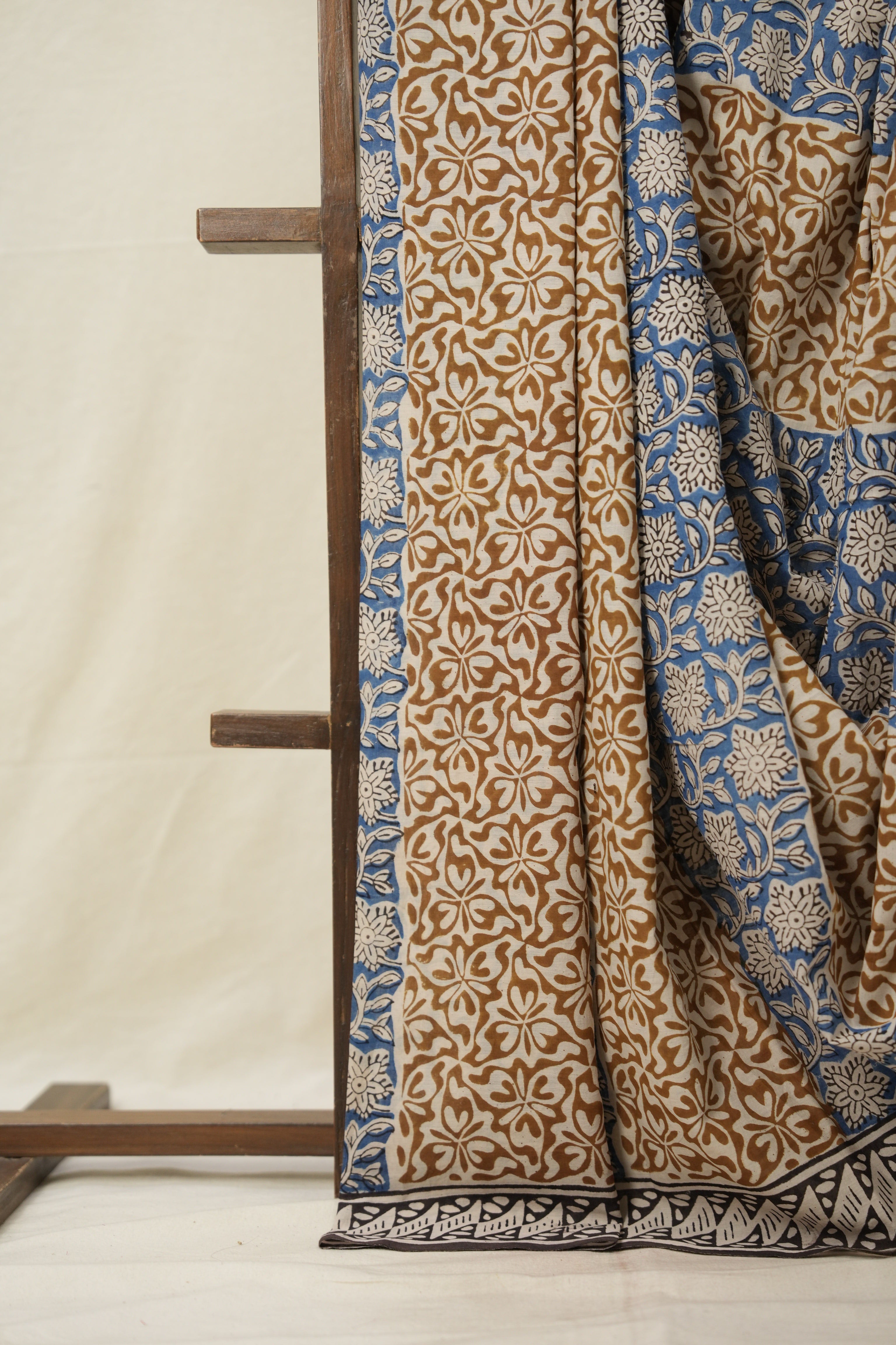 Sea Blue White HBP Cotton Saree - SRSBWS2837