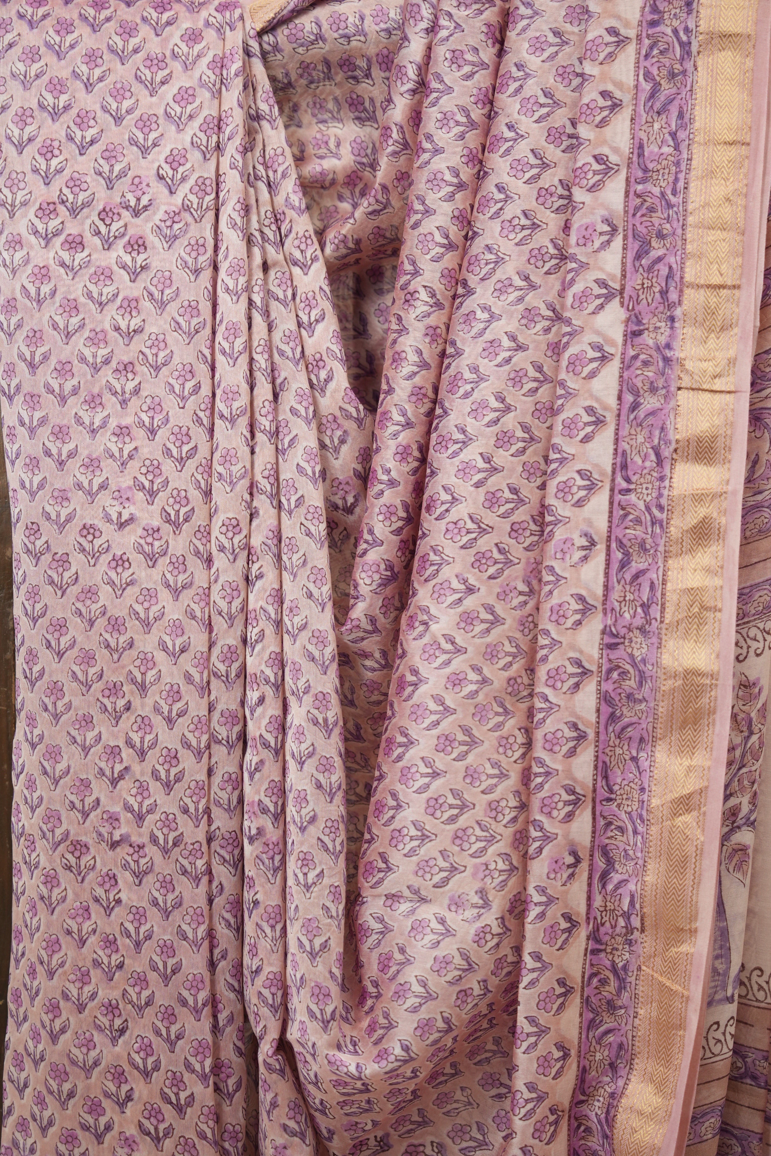 Peach Cotton Silk Saree With Maheshwari Border - SRPCSS1521