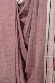Dusty Pink Small Checks Cotton Patteda Anchu Saree-SRDPCPAS153