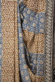 Sea Blue White HBP Cotton Saree - SRSBWS2837