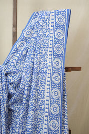 Indigo Blue HBP Cotton Saree - SRIBCS3362