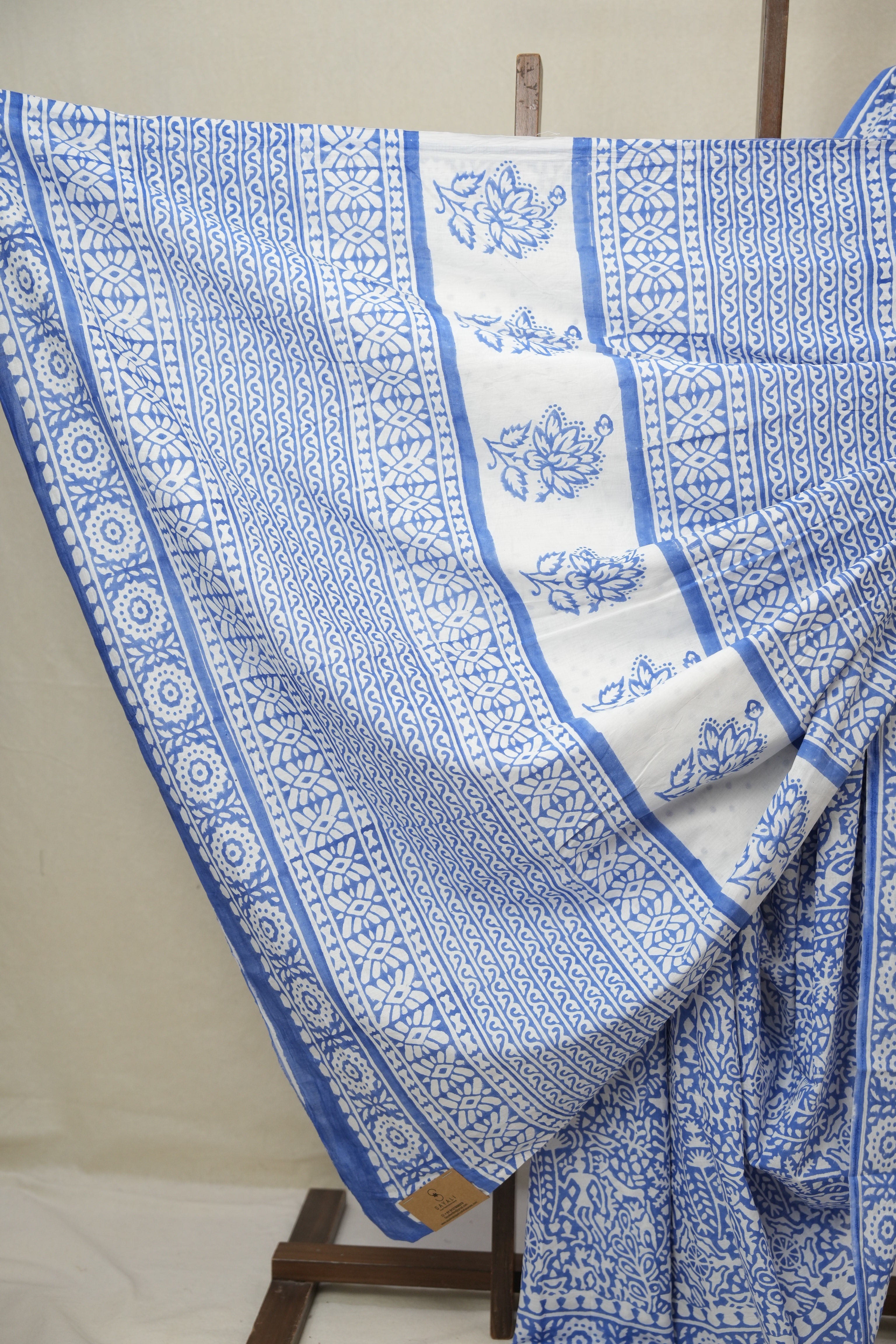 Indigo Blue HBP Cotton Saree - SRIBCS3362