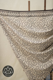 Sea Blue White HBP Cotton Saree - SRSBWS2837