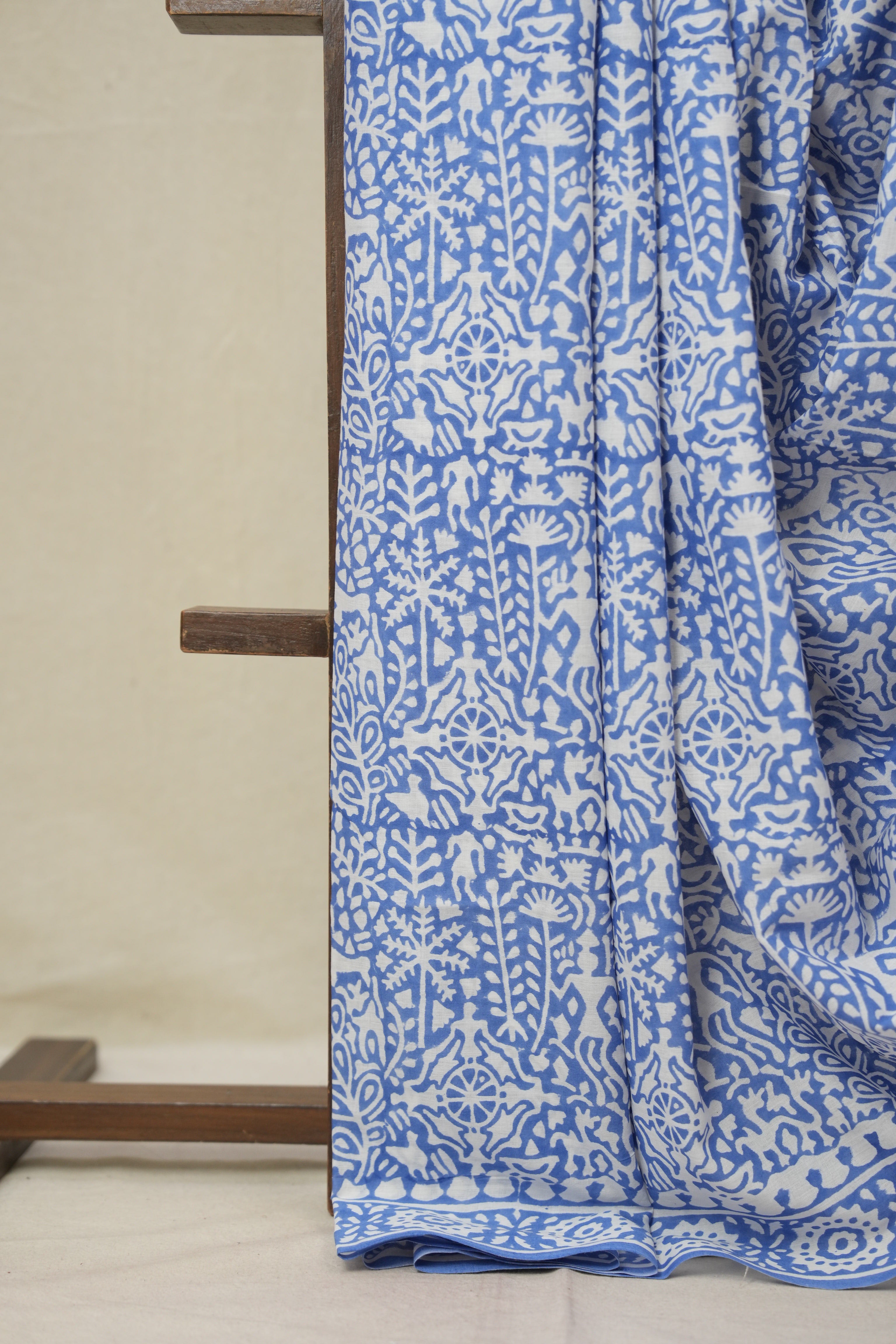 Deep Blue HBP Cotton Saree - SRSDBCS3360