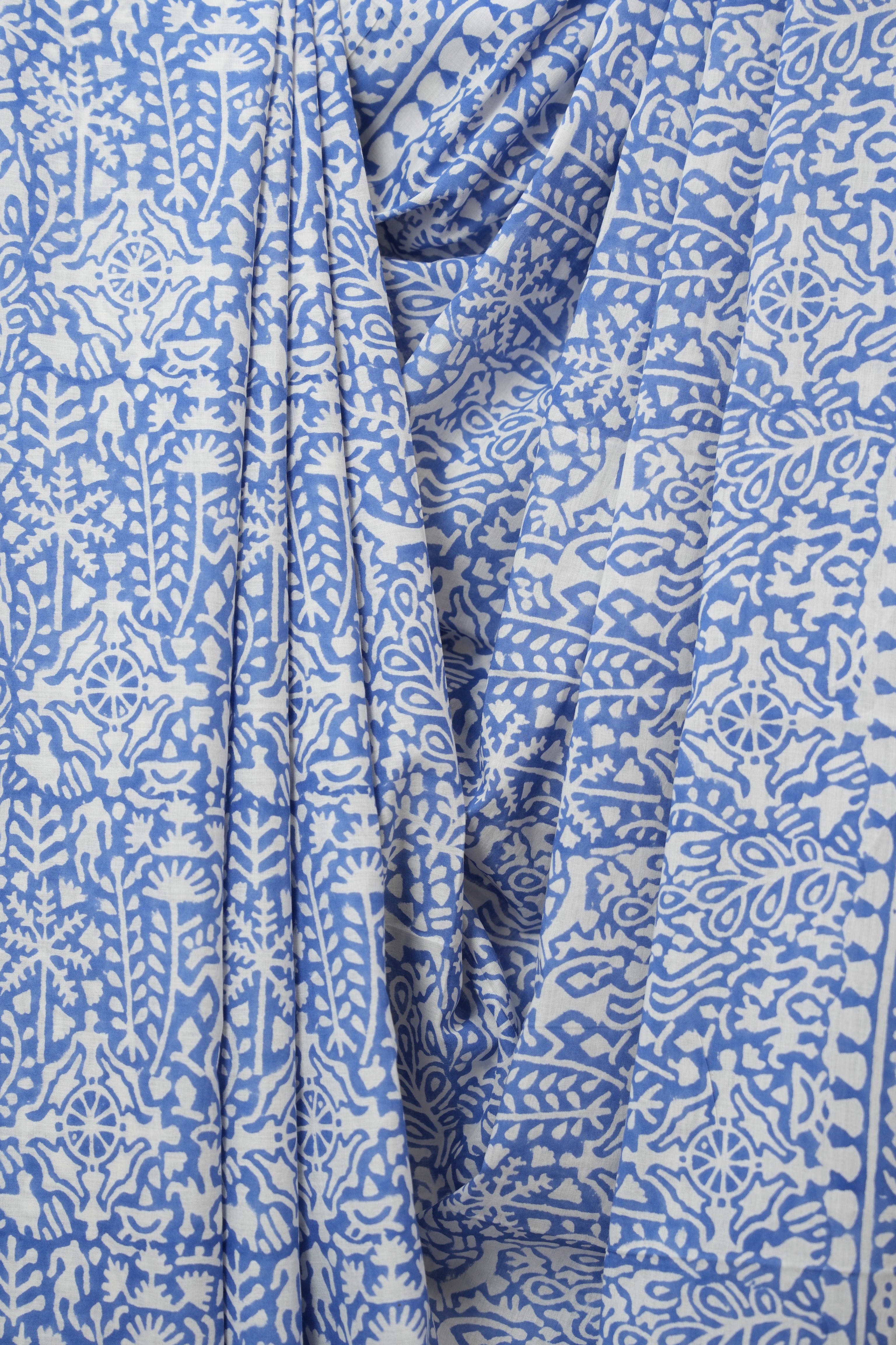 Deep Blue HBP Cotton Saree - SRSDBCS3360