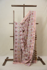 Baby Pink Cotton Silk Saree With Maheshwari Border - SRBPCSS1519
