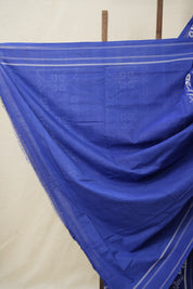 Blue White Pochampalli Cotton Ikat Saree - SRBWPCIS614