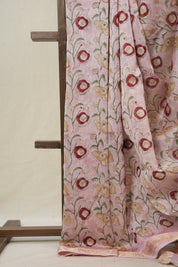 Baby Pink Cotton Silk Saree With Maheshwari Border - SRBPCSS1519