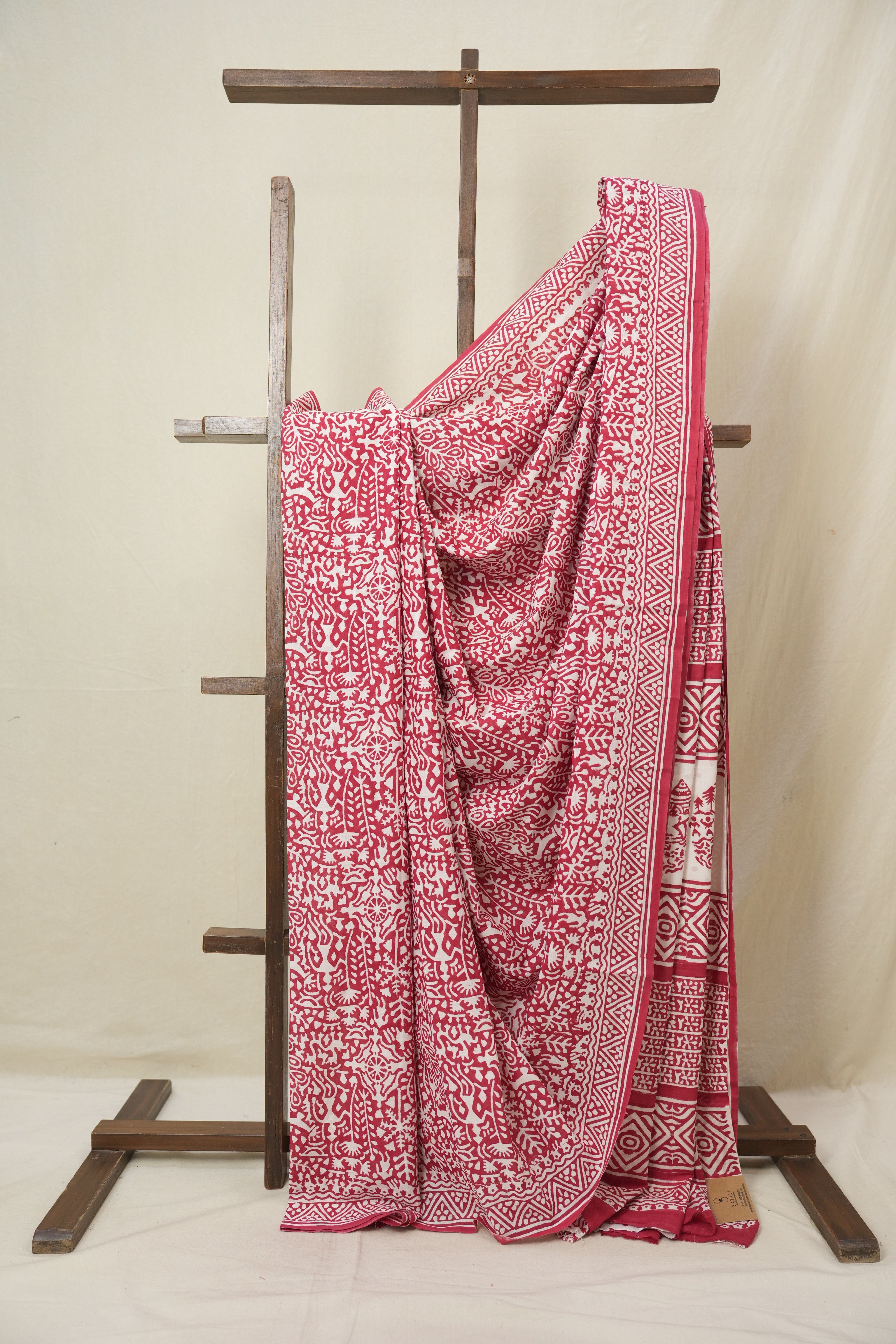 Red HBP Cotton Saree - SRRCS3357